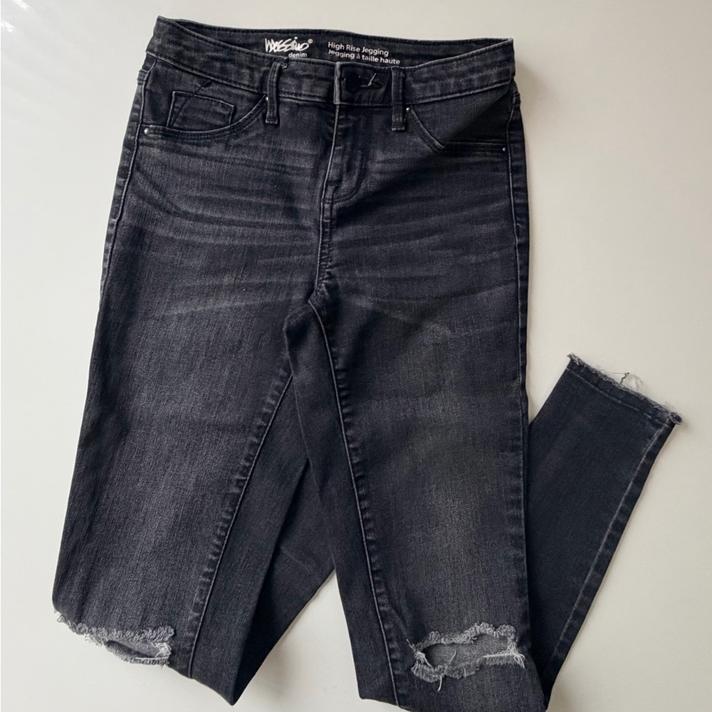 Massimo High Rise Black Distressed Jeans